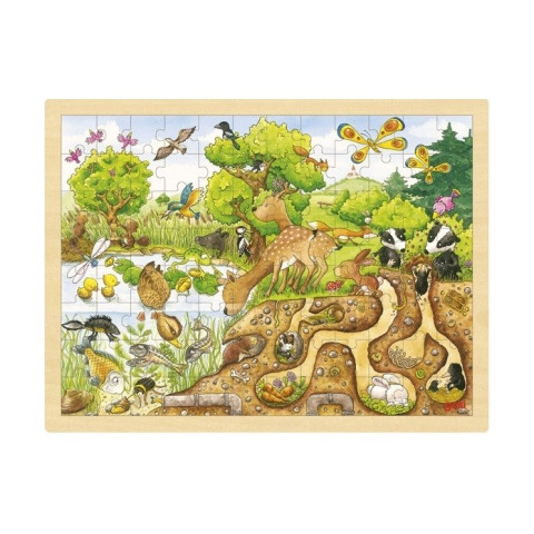 Puzzle bois : la mare et la nature, 96 pieces goki