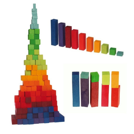 Escalier, 100 blocs à compter et calcul, jouet en bois Grimm's