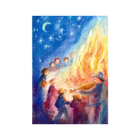 Carte postale feu de la Saint Jean,  Marjan van zeyl, pour enfant steiner waldorf