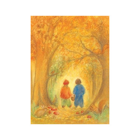 Carte Forêt d'automne  de marjan van zeyl, pour enfant steiner waldorf