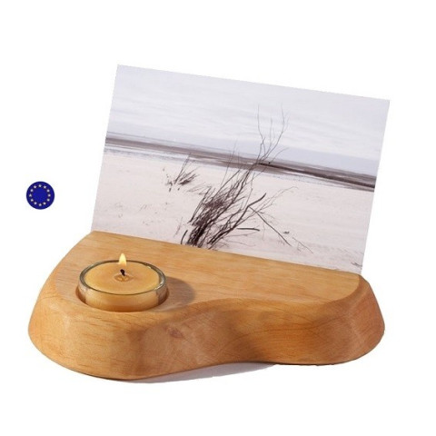 Porte carte, support photo en bois avec bougie, waldorf steiner 
