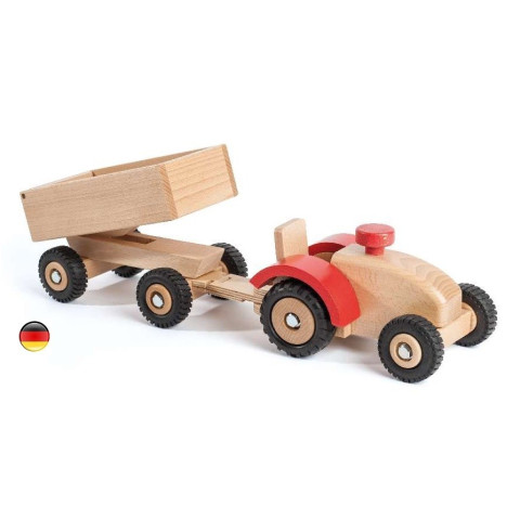 Grand tracteur et remorque, jouet en bois Ostheimer konrad keller