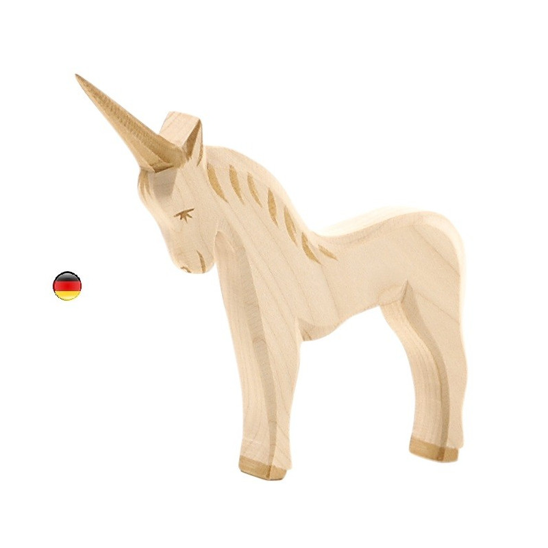 Licorne, animal figurine en bois, jouet waldorf steiner de Ostheimer