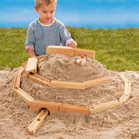 Circuit d'eau ou billes pour le sable, jouet en bois naturel waldorf steiner de Gluckskafer