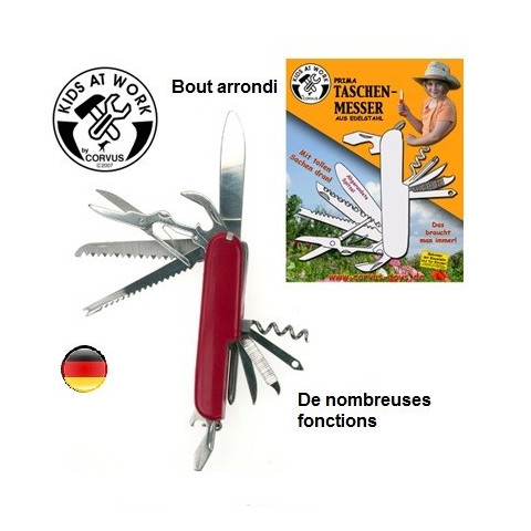 Couteau suisse pour enfant, canif de poche multifonction à bout rond de corvus, strasbourg
