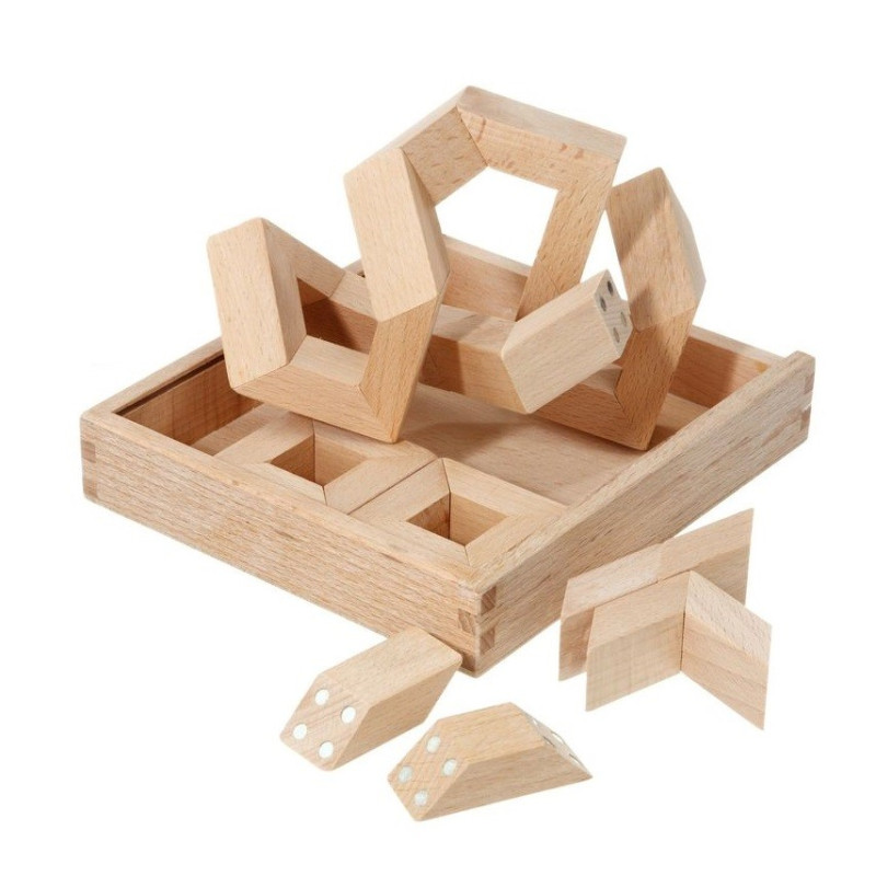 MathMaker, puzzle magnetique, jeu de construction 3D geométrique en bois Math maker