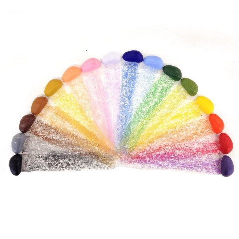 Crayon Rocks, 16 cailloux colorés de cire vegetale pour coloriage naturel et vegetal