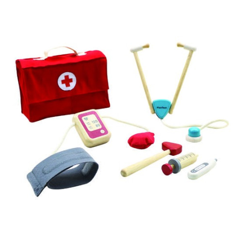 Valise de docteur,  avec stéthoscope et jouet en bois de plantoys