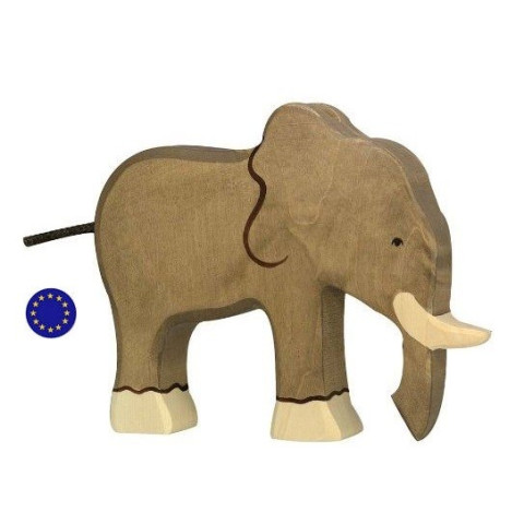 Eléphant, figurine animal, jouet en bois waldorf steiner et montessori de Holztiger