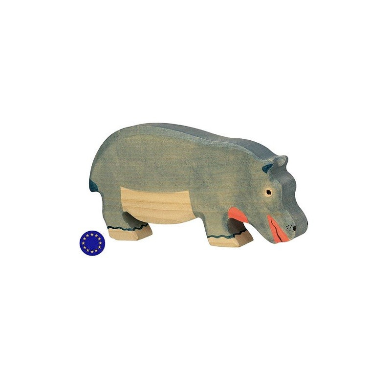 Figurine hippopotame, animal jouet en bois steiner waldorf et montessori  Holztiger