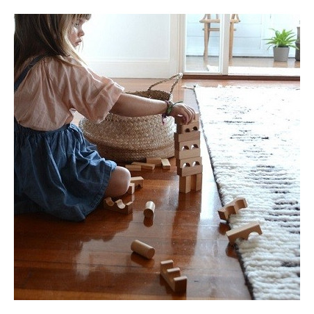 cubes de construction en bois naturel, 30 blocs jouet en bois steiner waldorf  wooden story