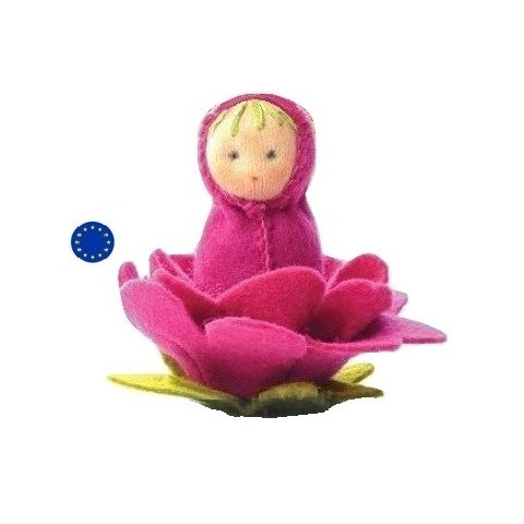 kit poupée fleur rose, en feutrine pour table de saison steiner waldorf, de witte engel