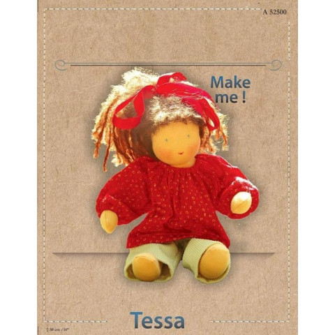 Tessa, kit confection de poupée waldorf steiner en tissu et laine ecologique, de witte engel marotte