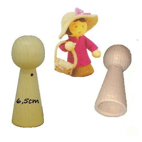 Pion poupée peg doll en bois à decorer, 6.5cm