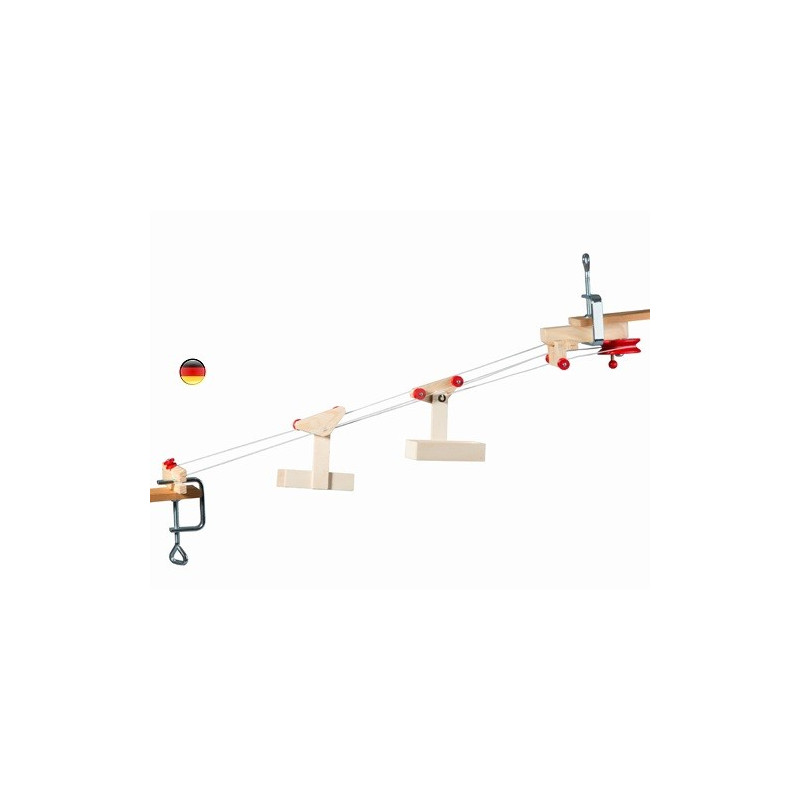 kit Télépherique 2 cabines, funiculaire jouet en bois steiner waldorf de Kraul 