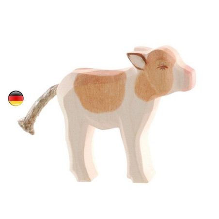 Figurine veau, jouet en bois ecologique et ethique steiner waldorf Ostheimer