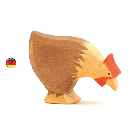Figurine poule picorant, animal, jouet en bois steiner waldorf de Ostheimer