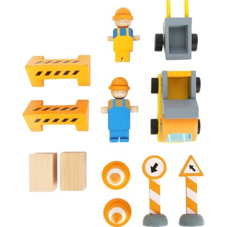 Grue de chantier, camions, engins  et accessoires jouet en bois de legler