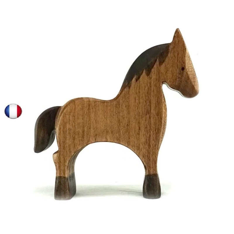 Figurine cheval jouet en bois steiner waldorf de brin d'ours