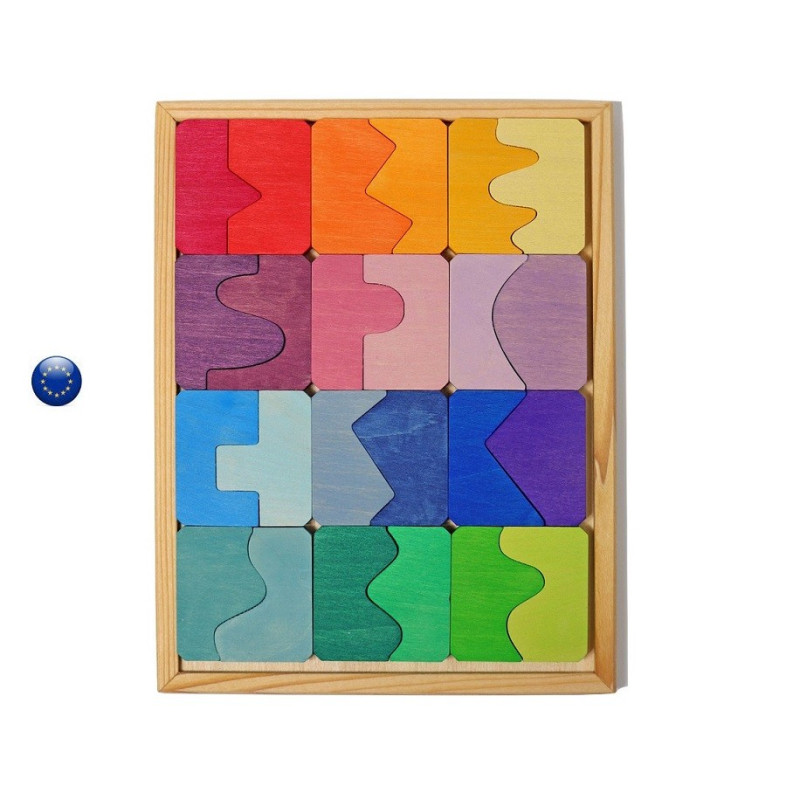 Puzzle concave convexe, geometrie jouet en bois ecologique et ethique de grimm's