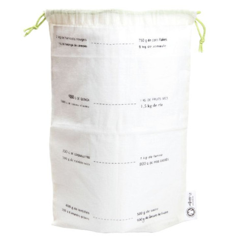 sacs à vrac reutilisables gradués coton Bio, lot de 5, taille M, ah table,  Ecodis