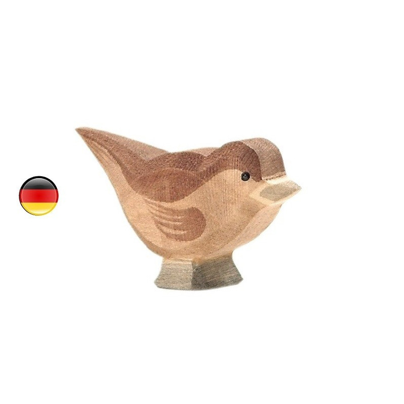 Figurine moineau sparrow, oiseau jouet en bois ecologique steiner waldorf, Ostheimer