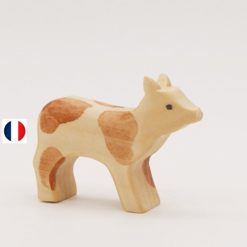 veau figurine en bois, jouet écologique et éthique France de atelier des petits bouts de bois