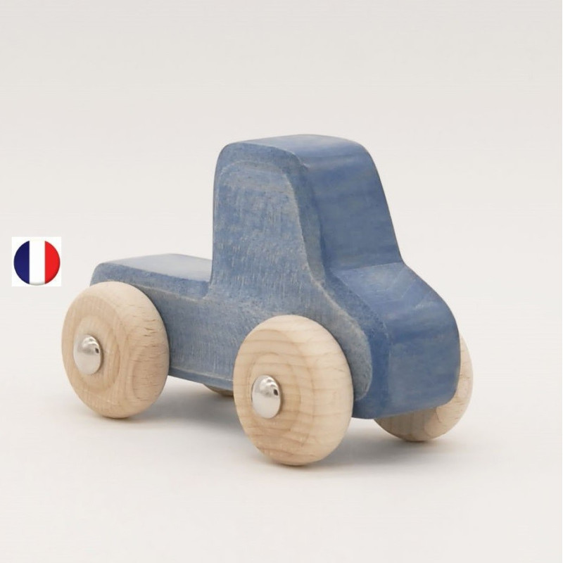 camionnette bleue en bois, jouet écologique et éthique France de atelier des petits bouts de bois