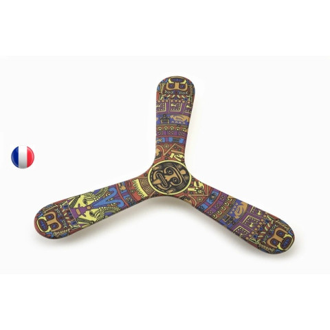 Boomerang tripale maya en bois, wallaby boomerang fabrication française