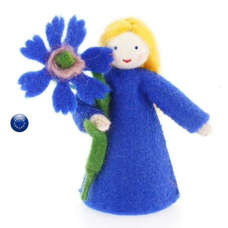 Poupée de saison fleur bleuet, pour table de saion steiner waldorf de ambrosius dolls