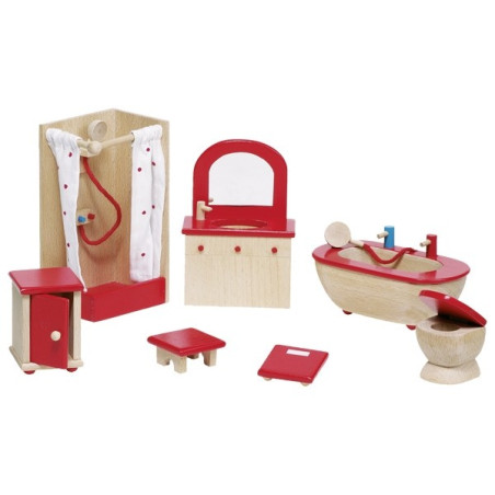 Meubles pour maison de poupée : salle de bains, jouet en bois steiner waldorf de goki