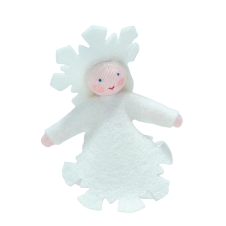 poupée a suspendre flocon de neige , fée pour table de saison hiver waldorf ambrosius dolls
