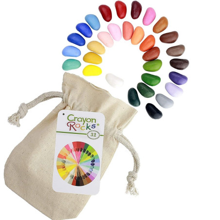 Crayon Rocks, 32 cailloux colorés de cire vegetale pour coloriage naturel et vegetal