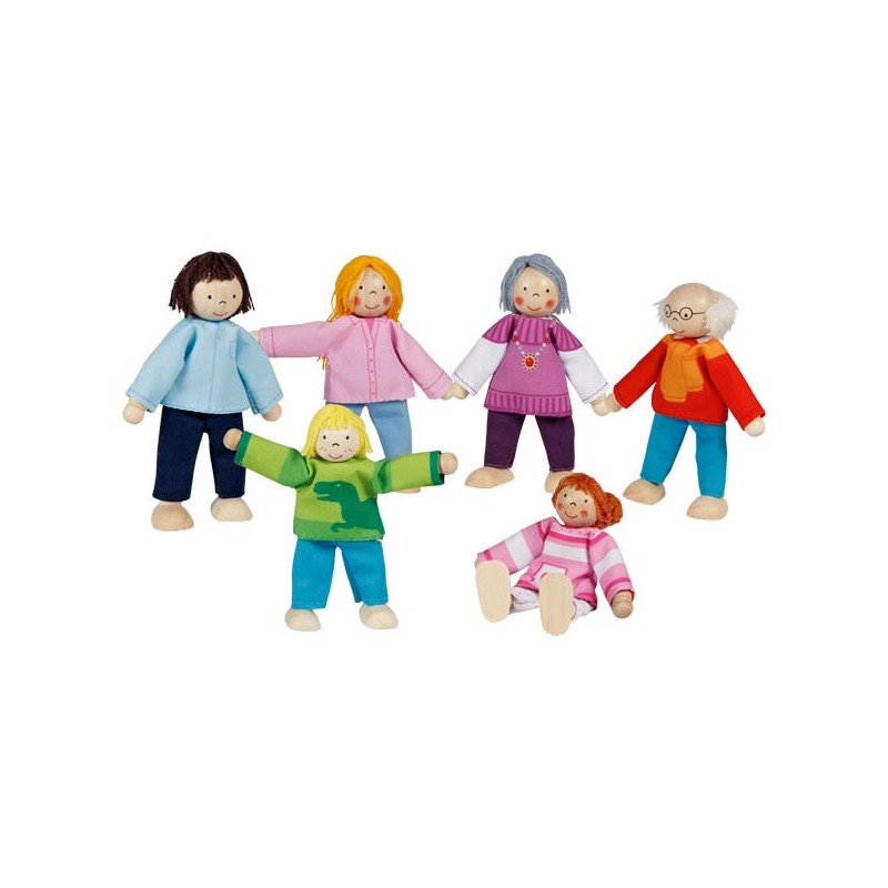 famille mini poupées articulées pour maison de poupee en bois de goki