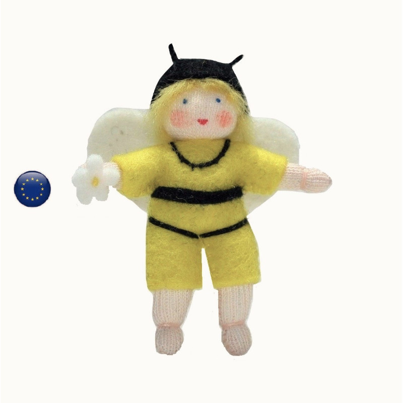 lutin abeille en feutrine, fée pour table de saison waldorf ambrosius dolls