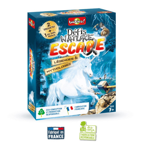 defis nature escape legendes et mythologie,  jeu de carte escape game educatif de bioviva france