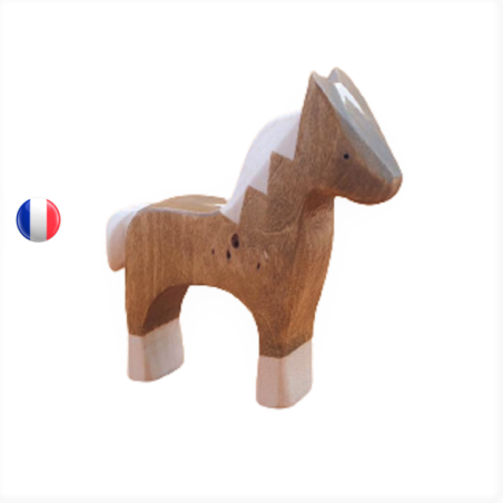 Figurine poulain cheval, animal en bois steiner waldorf de brin d'ours