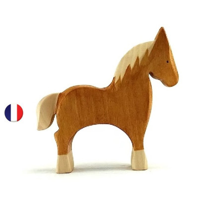 Figurine cheval palomino, brin d'ours