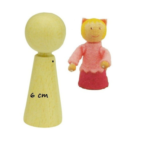 Pion poupée peg doll en bois à decorer, 6cm