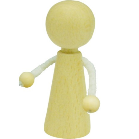 Pion poupée peg doll en bois à decorer, 6.5cm
