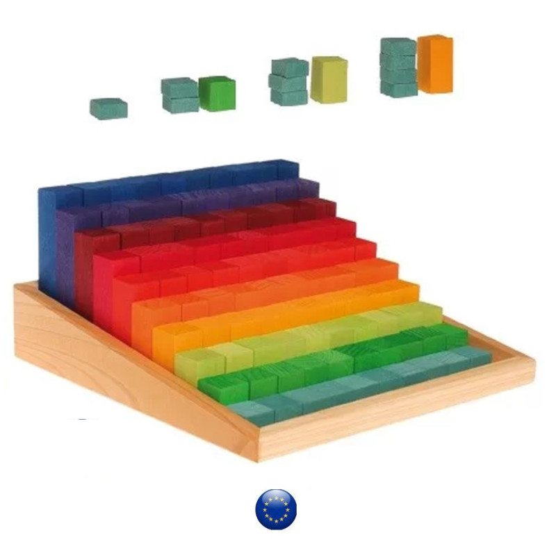 Escalier, 100 blocs à compter et calcul, jouet en bois Grimm's