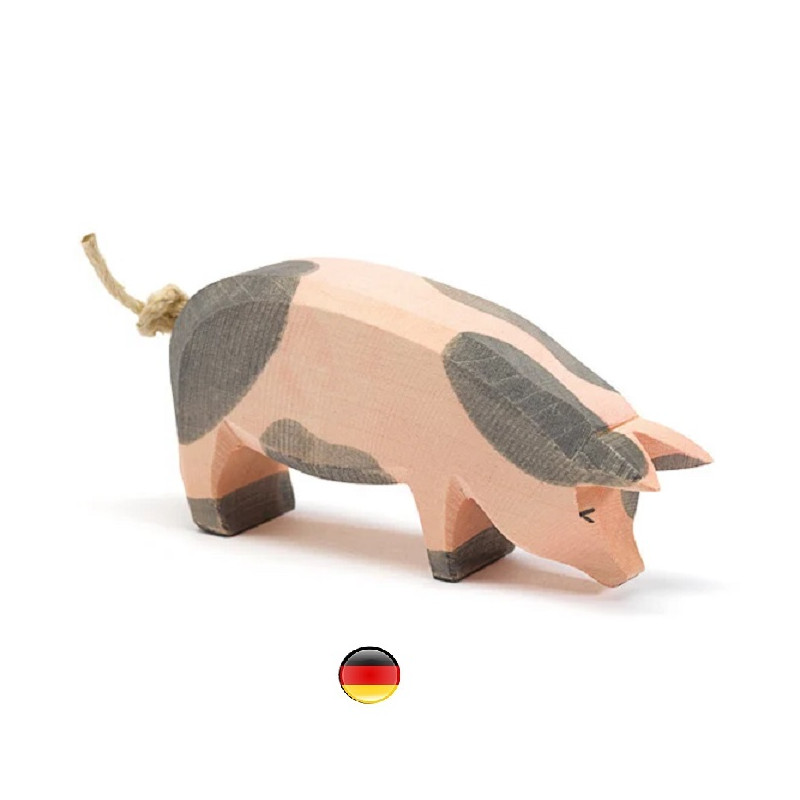 Figurine cochon taché, animal, jouet en bois steiner waldorf ostheimer