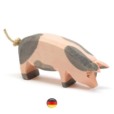 Figurine cochon taché, animal, jouet en bois steiner waldorf ostheimer