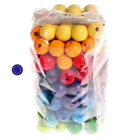 120 perles de 10 mm en bois coloré jouet ecologique et ethique waldorf , Grimm's
