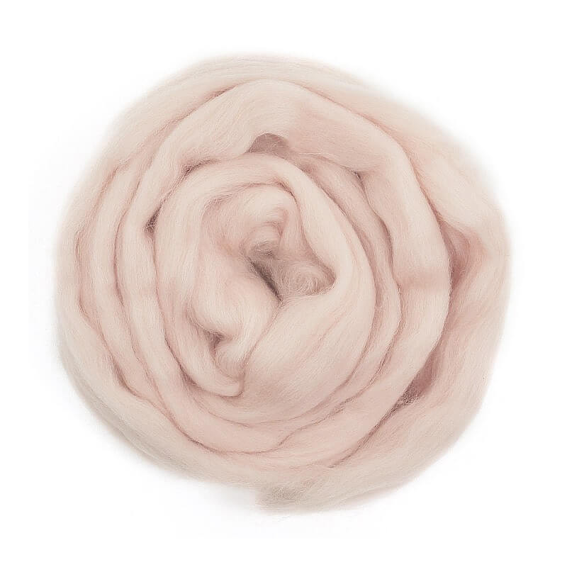 Laine cardée rose pâle, mèche peignée bio féérique meaningfull crafts