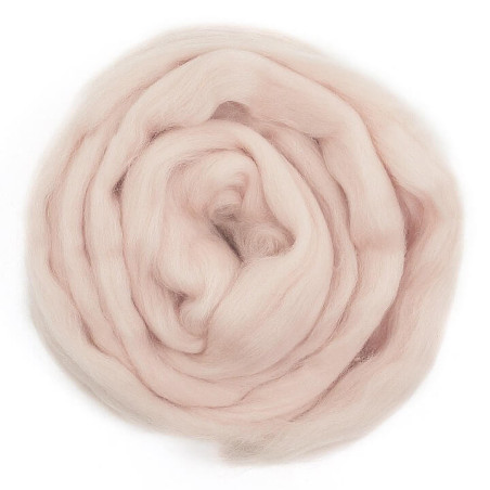 Laine cardée rose pâle, mèche peignée bio féérique meaningfull crafts
