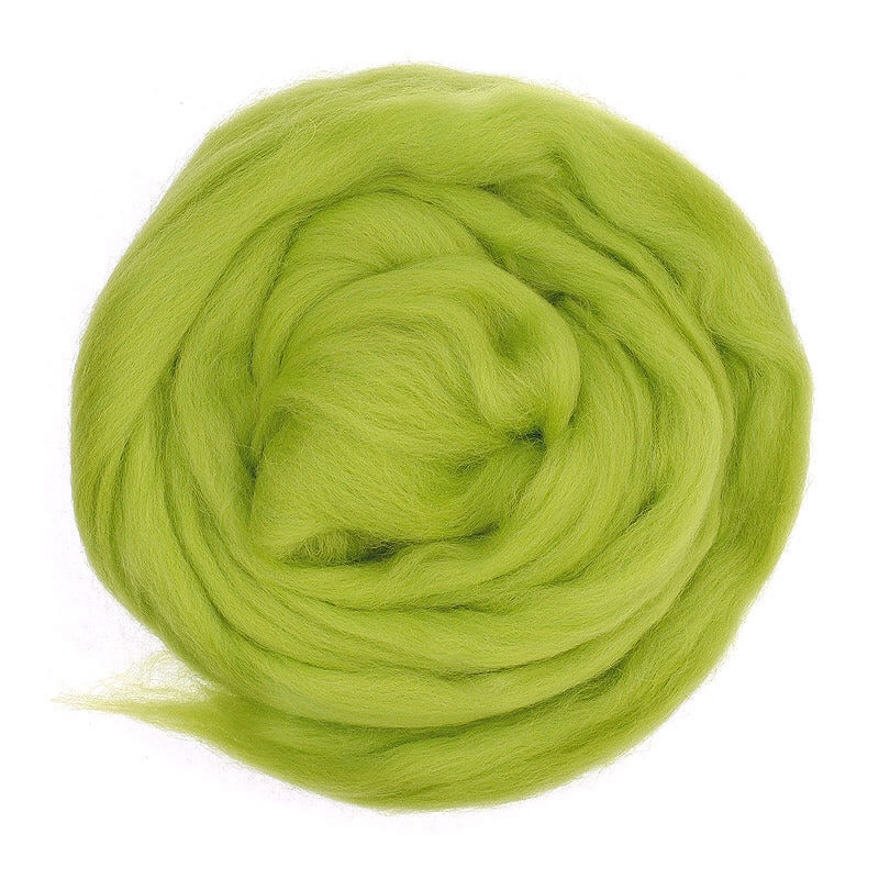 Laine cardée vert clair, mèche peignée bio féérique meaningfull crafts