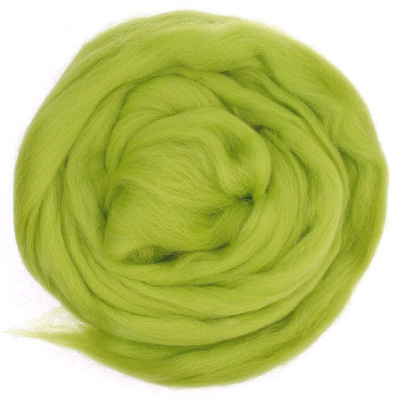 Laine cardée vert clair, mèche peignée bio féérique meaningfull crafts