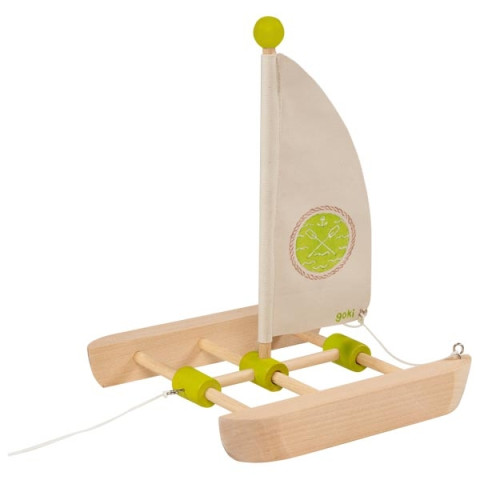 Kit de construction catamaran, bateau en bois, jouet waldorf steiner et montessori de goki