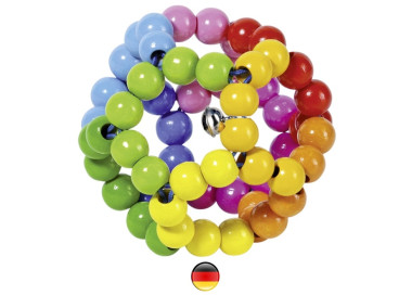 Hochet balle flexible multicolore avec perles, jouet en bois bébé de goki baby